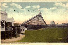 Jack Rabbit Rollercoaster at Idora Park - Postcard