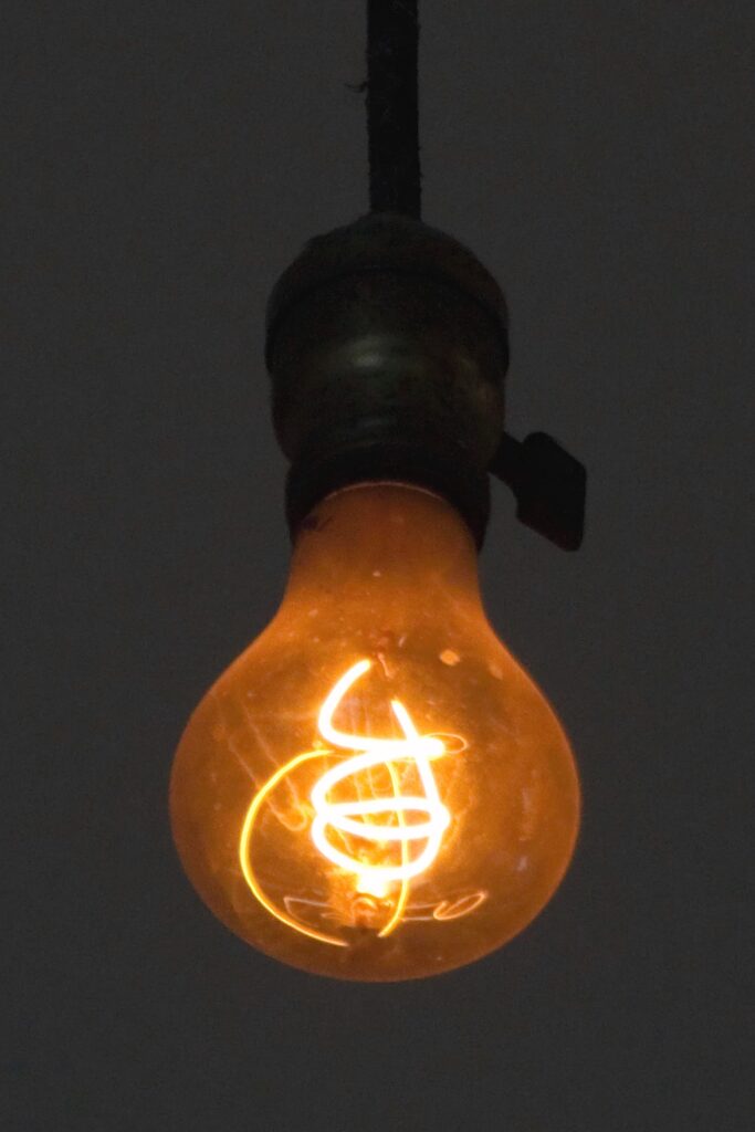 The Centennial bulb shining bright.